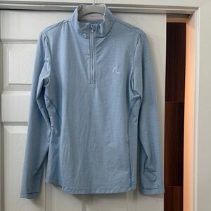 RhoBack Light Blue striped Quarter-Zip Pullover